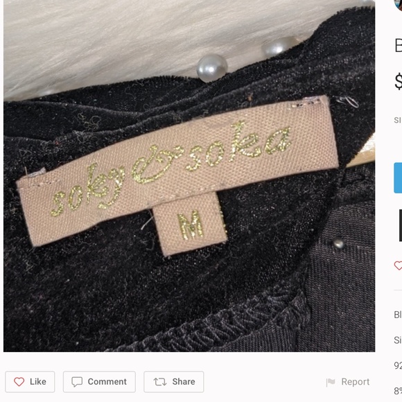 Pearl Embellished Black Velvet Dress - Picture 4 of 5